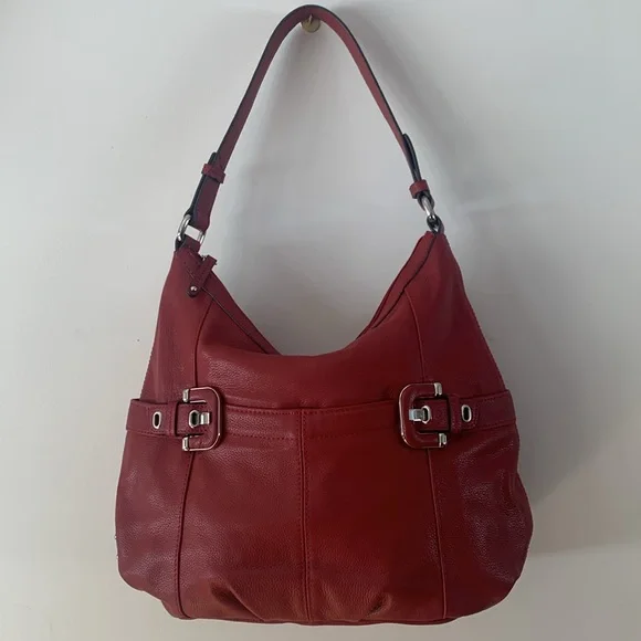 NWOT Tignanello red genuine leather hobo lab - Picture 2 of 8